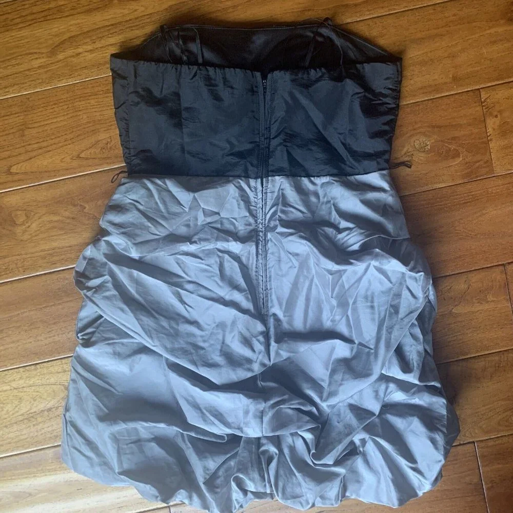 City Triangles Size 7 Black & Grey Strapless Ruffle Mini Dress Party Y2K Formal - Picture 6 of 10